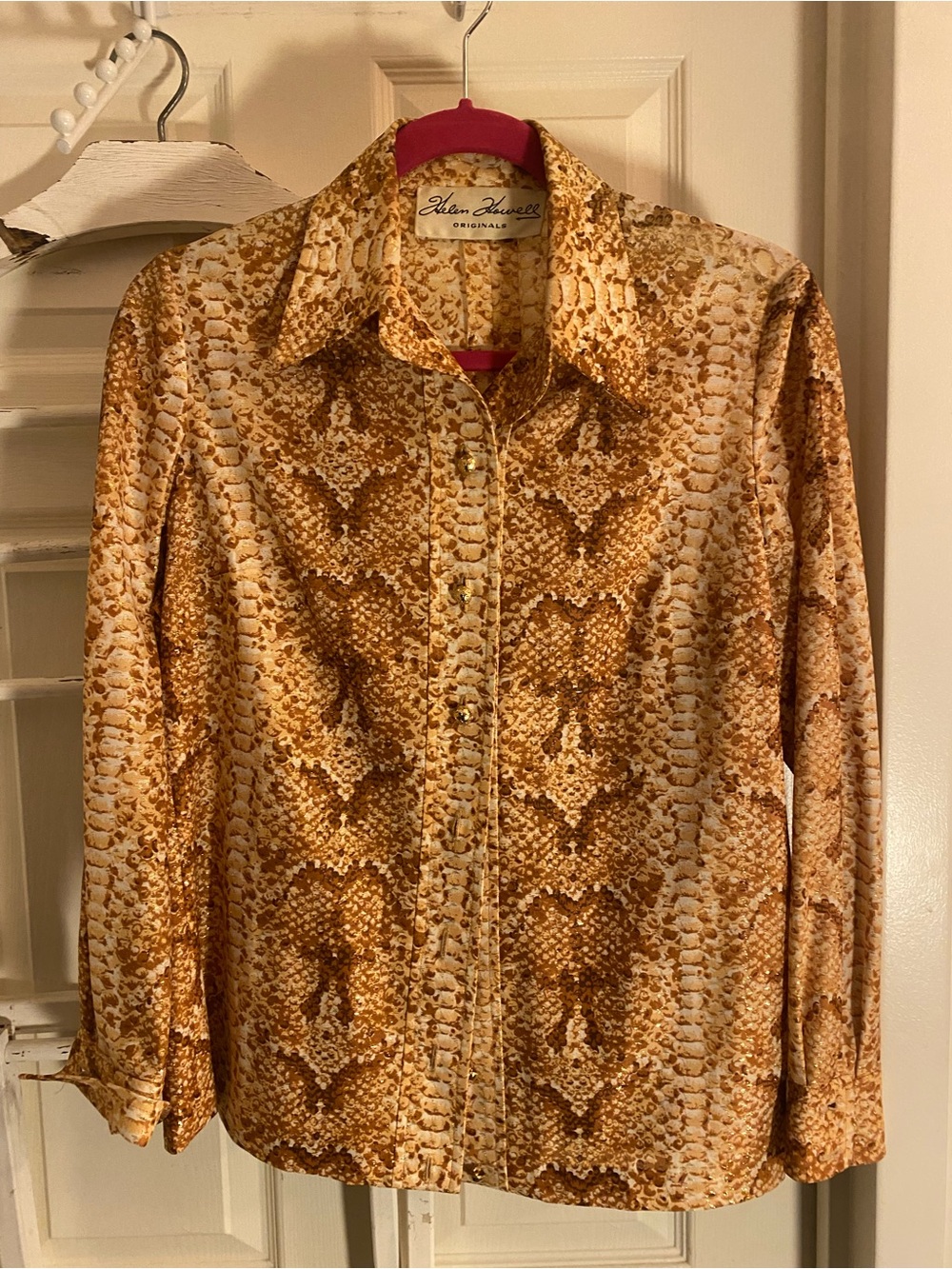 Vintage helen Howell gold Snake Print Shirt